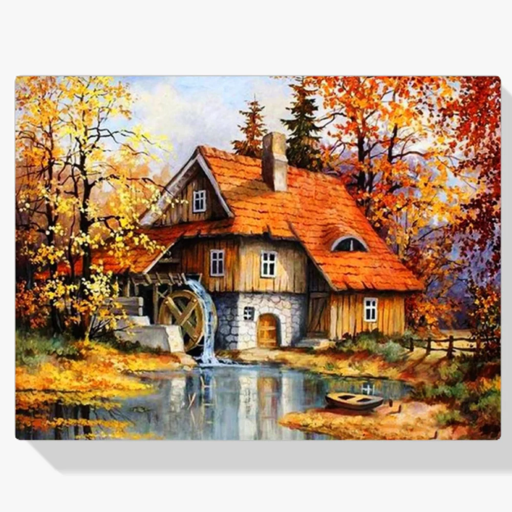 5D Pintura Diamante - Casa junto al lago