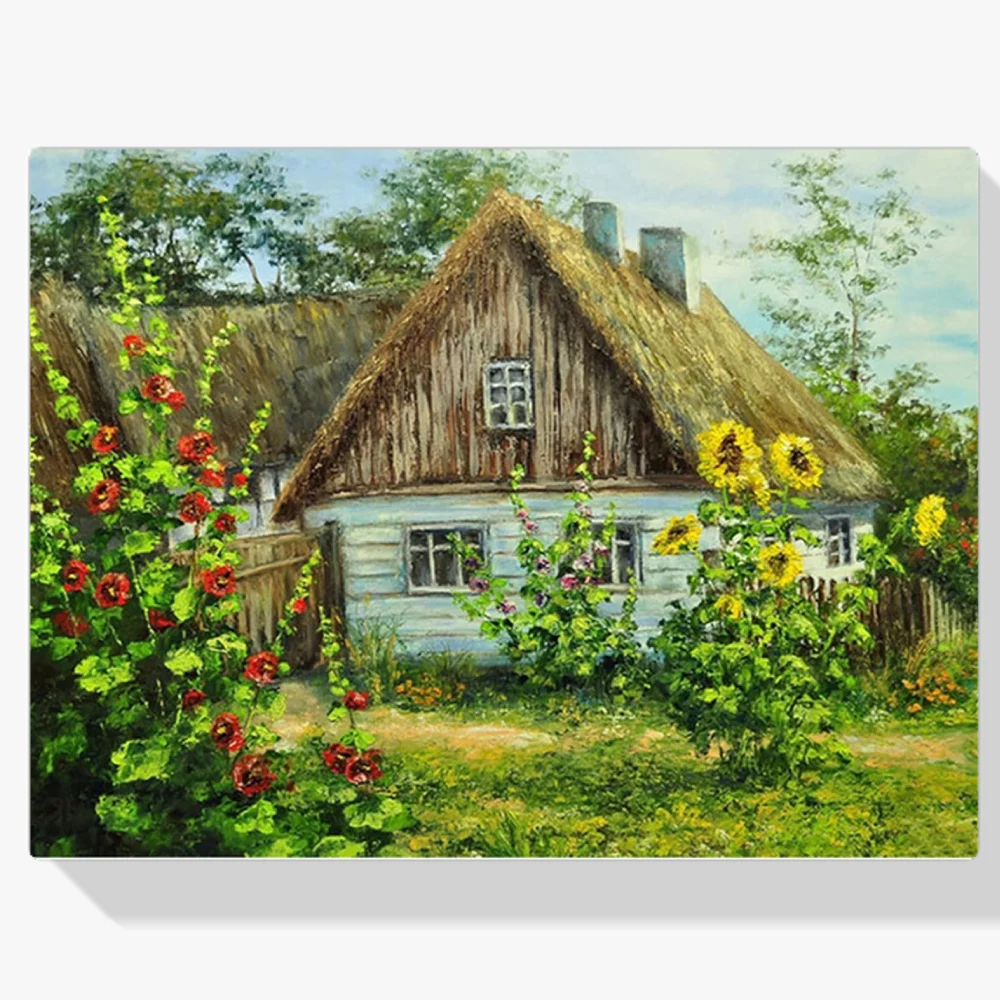 5D Pintura Diamante - Casa y jardín de flores