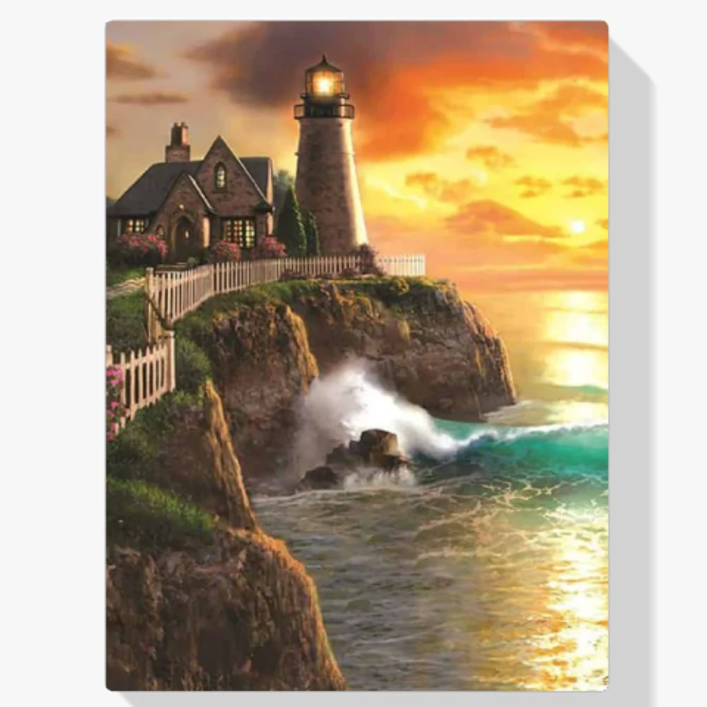 5D Pintura Diamante - Faro Amanecer