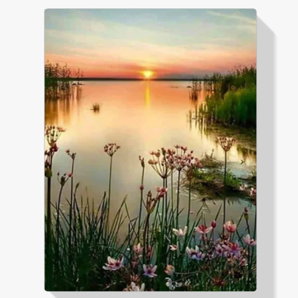 5D Pintura Diamante - Playa al atardecer