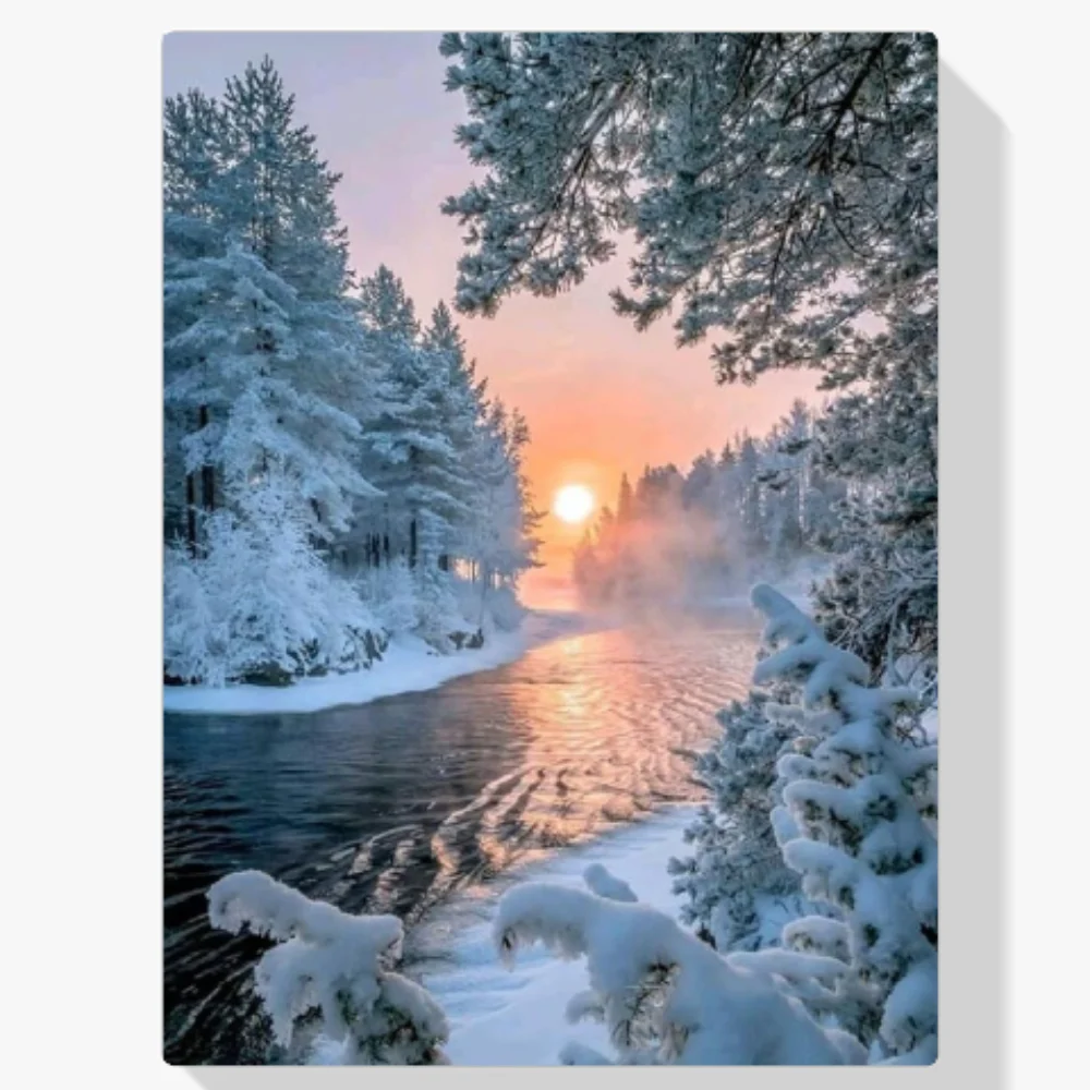 5D Pintura Diamante - Playa de hielo y puesta de sol