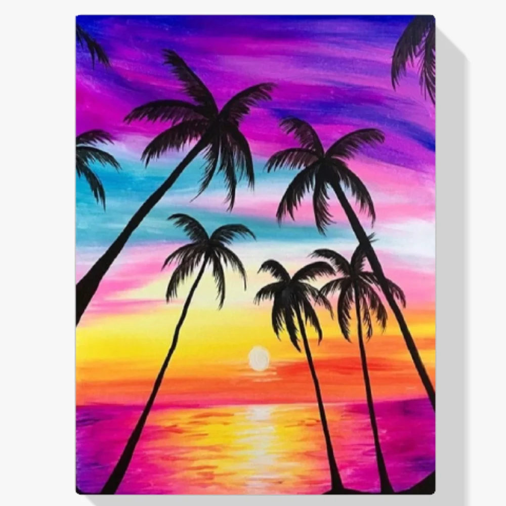 5D Pintura Diamante - Puesta de sol tropical