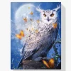 5D Pintura Diamante - El búho se encuentra con las mariposas y la luna