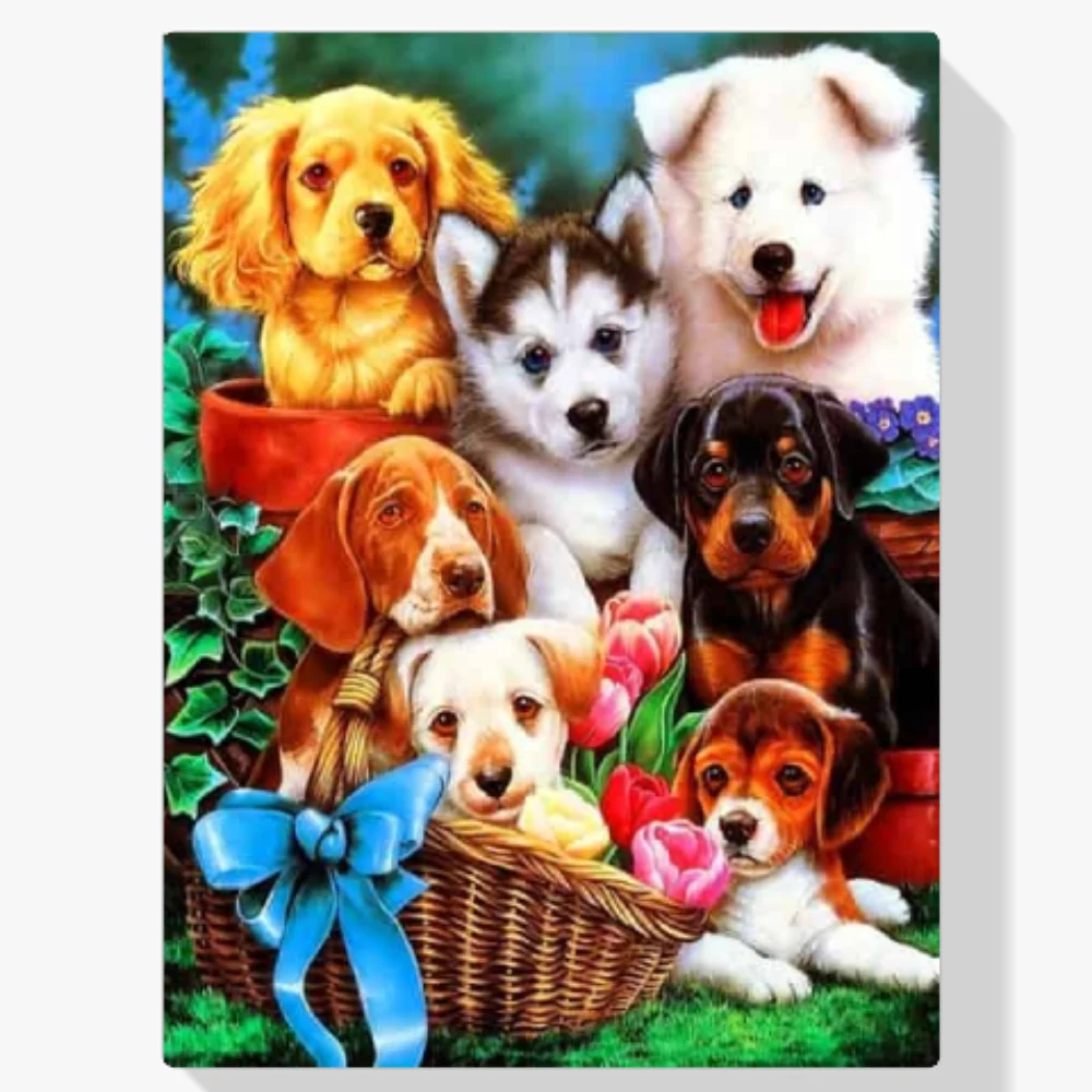 5D Pintura Diamante - Familia de perros