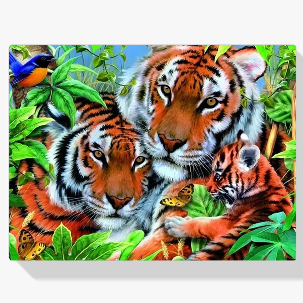5D Pintura Diamante - Familia de tigres