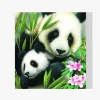 5D Pintura Diamante - Los pandas se encuentran con Flower