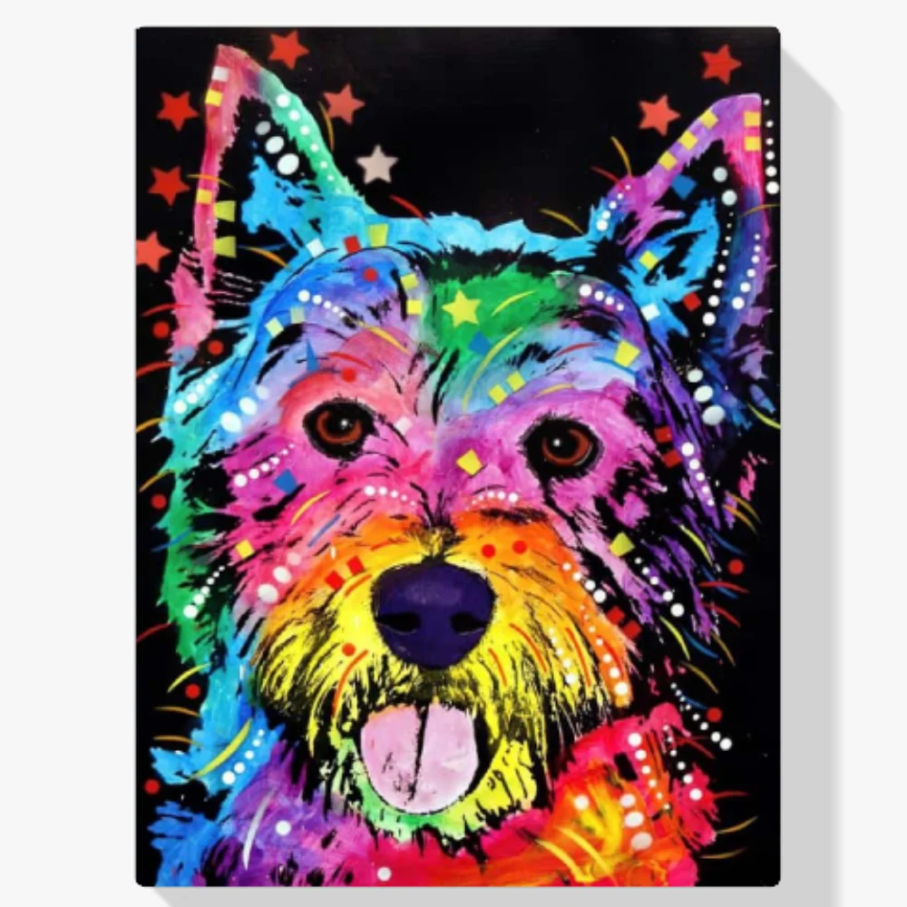 5D Pintura Diamante - Perro colorido