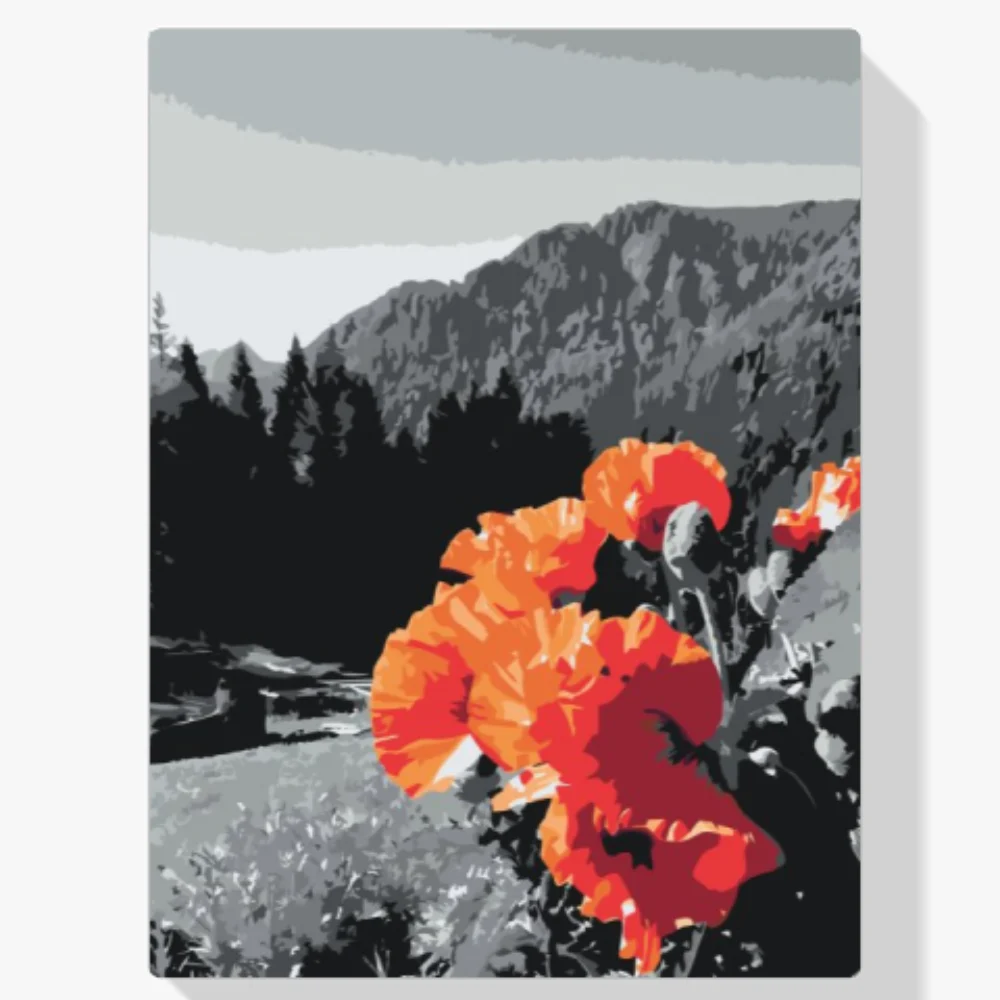 Pintura Diamante - Amapolas en las montañas