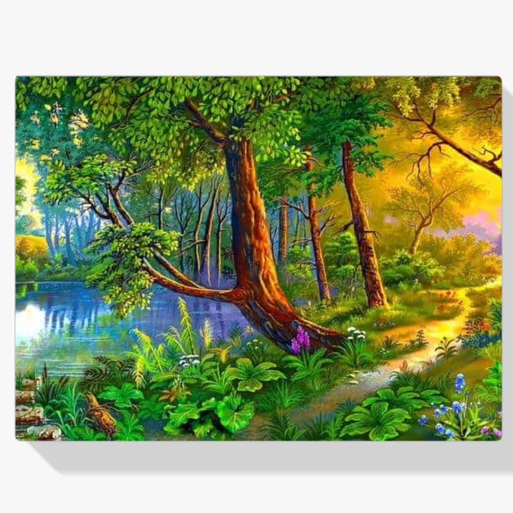 Pintura Diamante - Árbol junto al agua