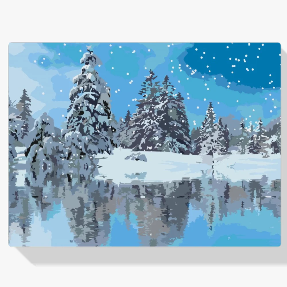 Pintura Diamante - Árboles cubiertos de nieve