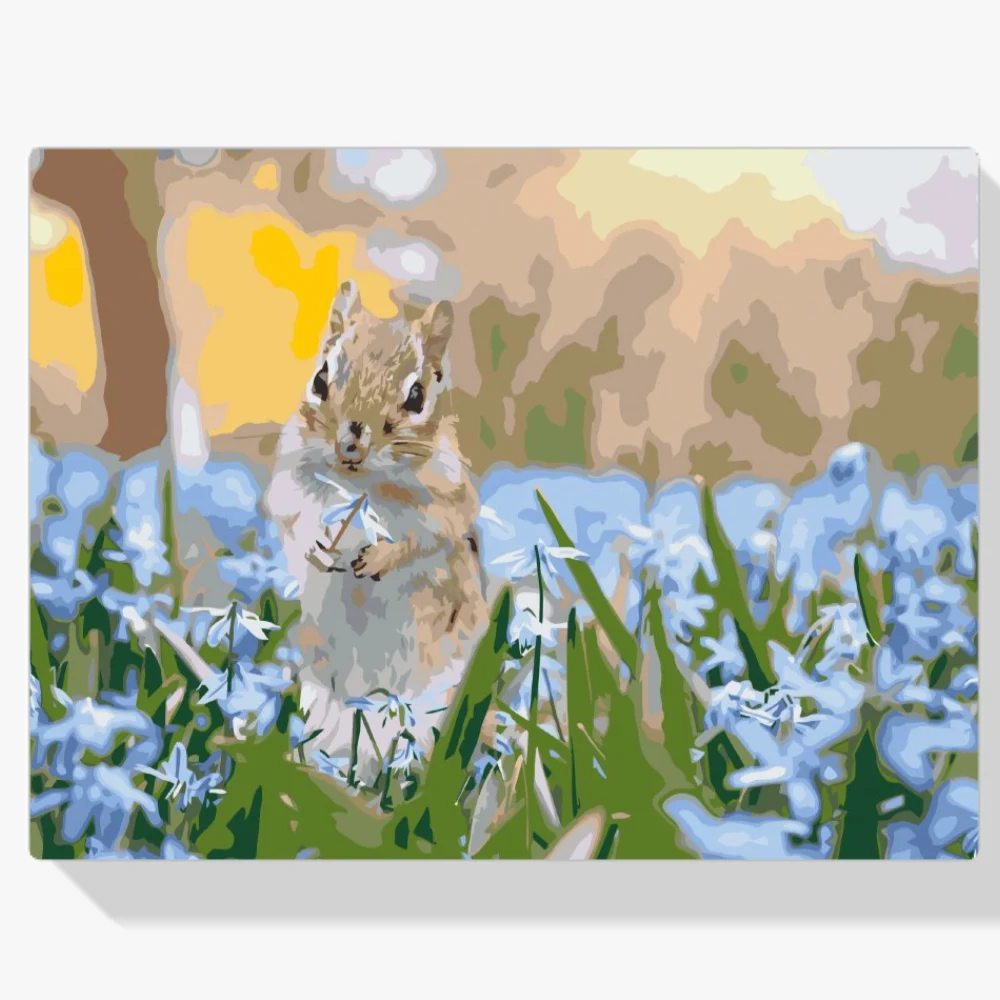 Pintura Diamante - Ardilla en el jardín