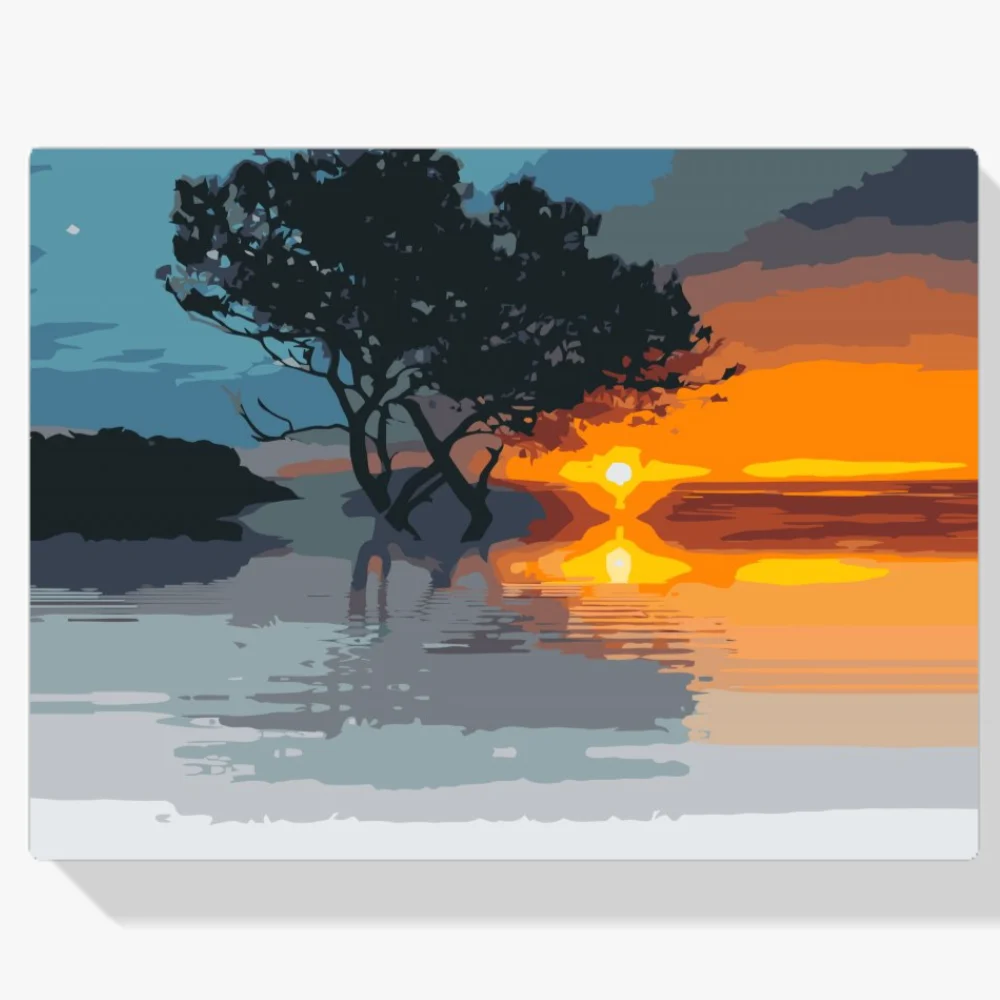 Pintura Diamante - Atardecer en el lago