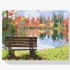 Pintura Diamante - Banco junto al estanque