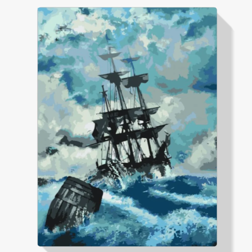 Pintura Diamante - Barco en la tormenta 3