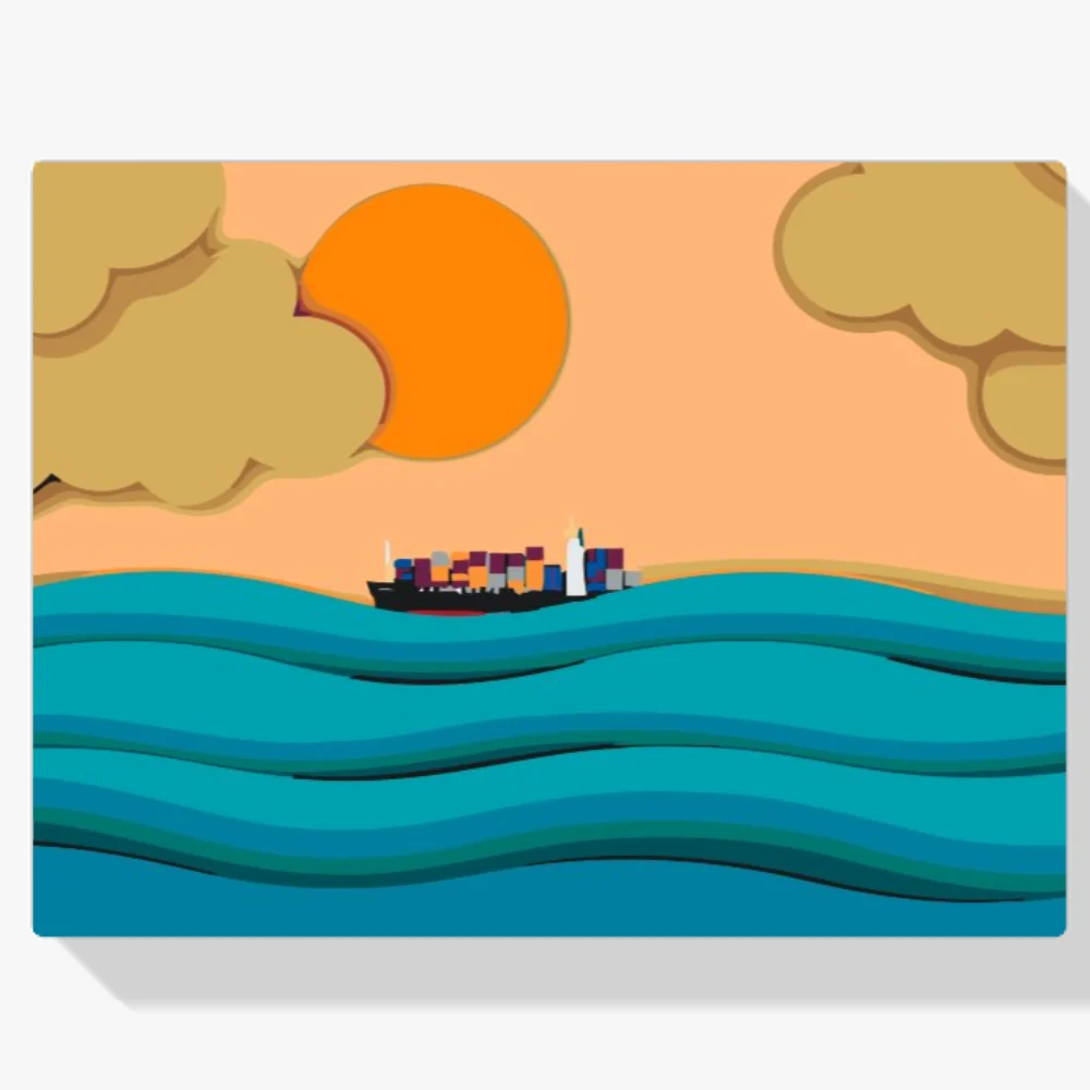 Pintura Diamante - Barco en las olas