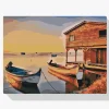 Pintura Diamante - Barcos y cabañas de madera