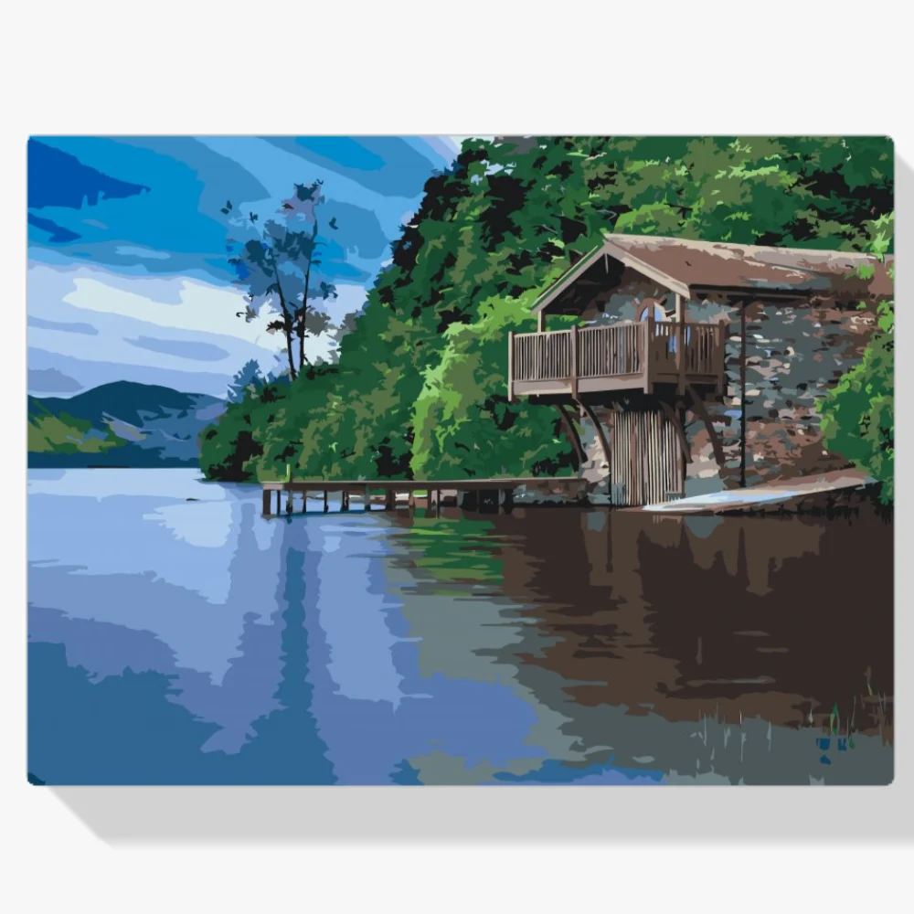 Pintura Diamante - Cabaña en el lago