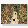 Pintura Diamante - Camino ajardinado con gallinas