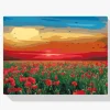 Pintura Diamante - Campo de amapolas al atardecer