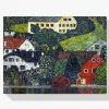 Pintura Diamante - Casas cerca de Unterach en el lago Attersee
