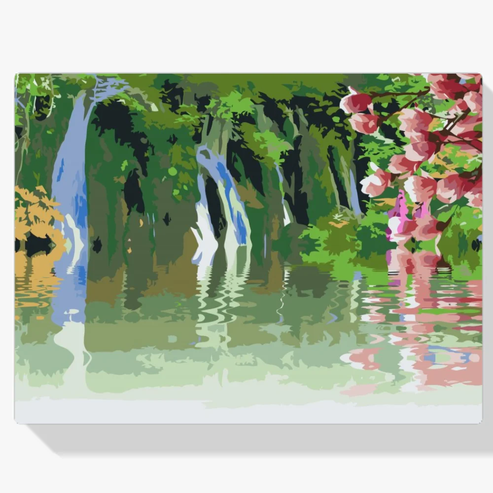 Pintura Diamante - Cascada en la naturaleza