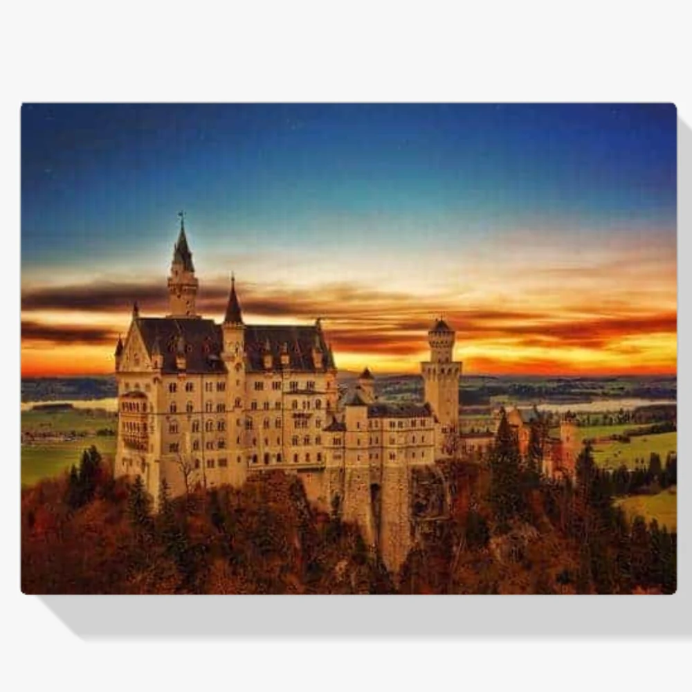 Pintura Diamante - Castillo con puesta de sol