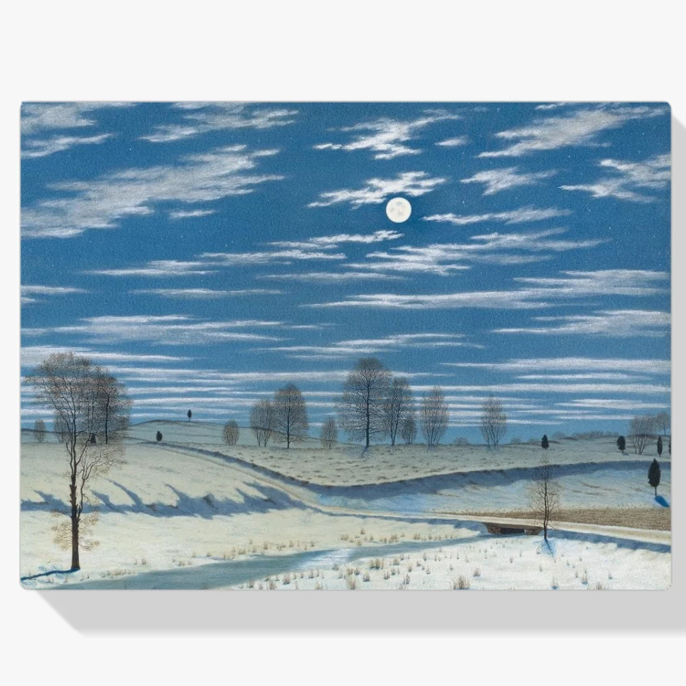 Pintura Diamante - Escena invernal a la luz de la luna