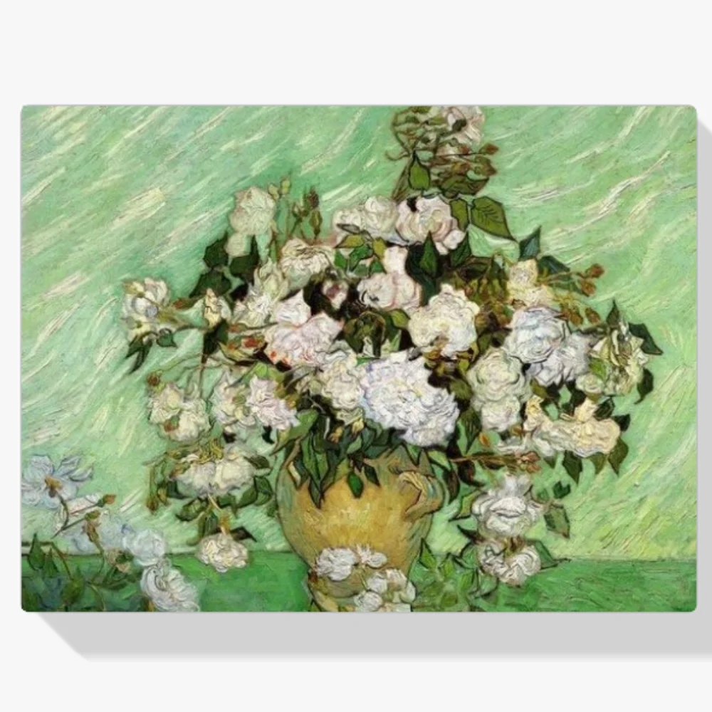 Pintura Diamante - Florero con rosas rosadas