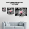 Pintura Diamante - Foto en blanco y negro con nenúfar rosa