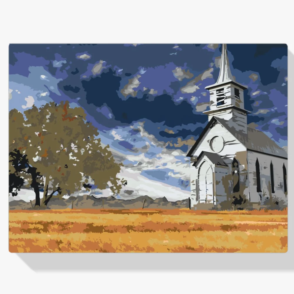 Pintura Diamante - Iglesia abandonada