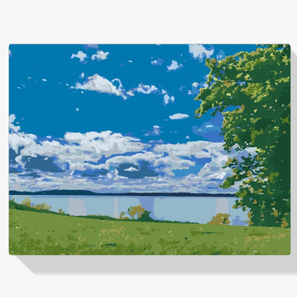 Pintura Diamante - Lago en la naturaleza