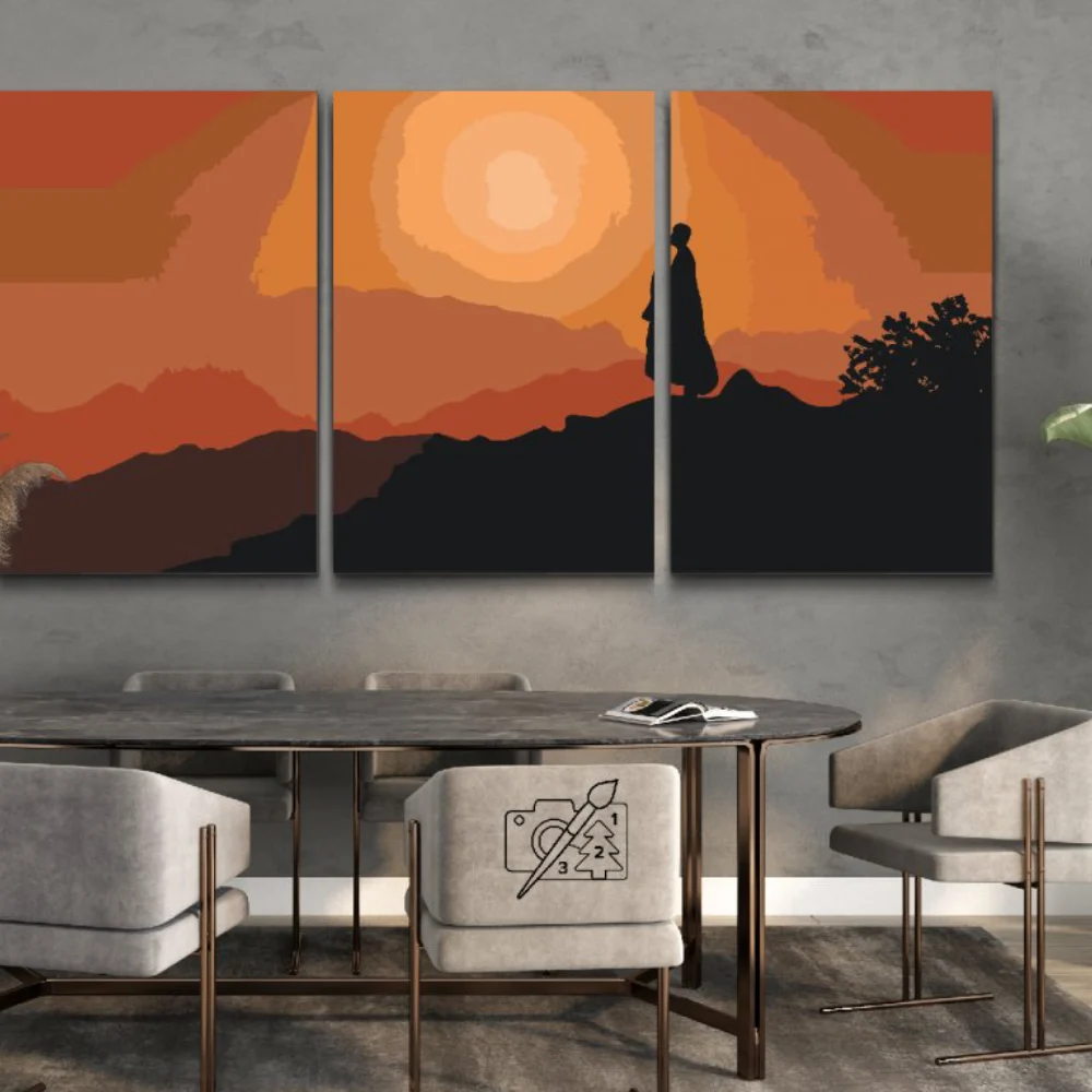 Pintura Diamante - Monje al atardecer (Lote de 3)