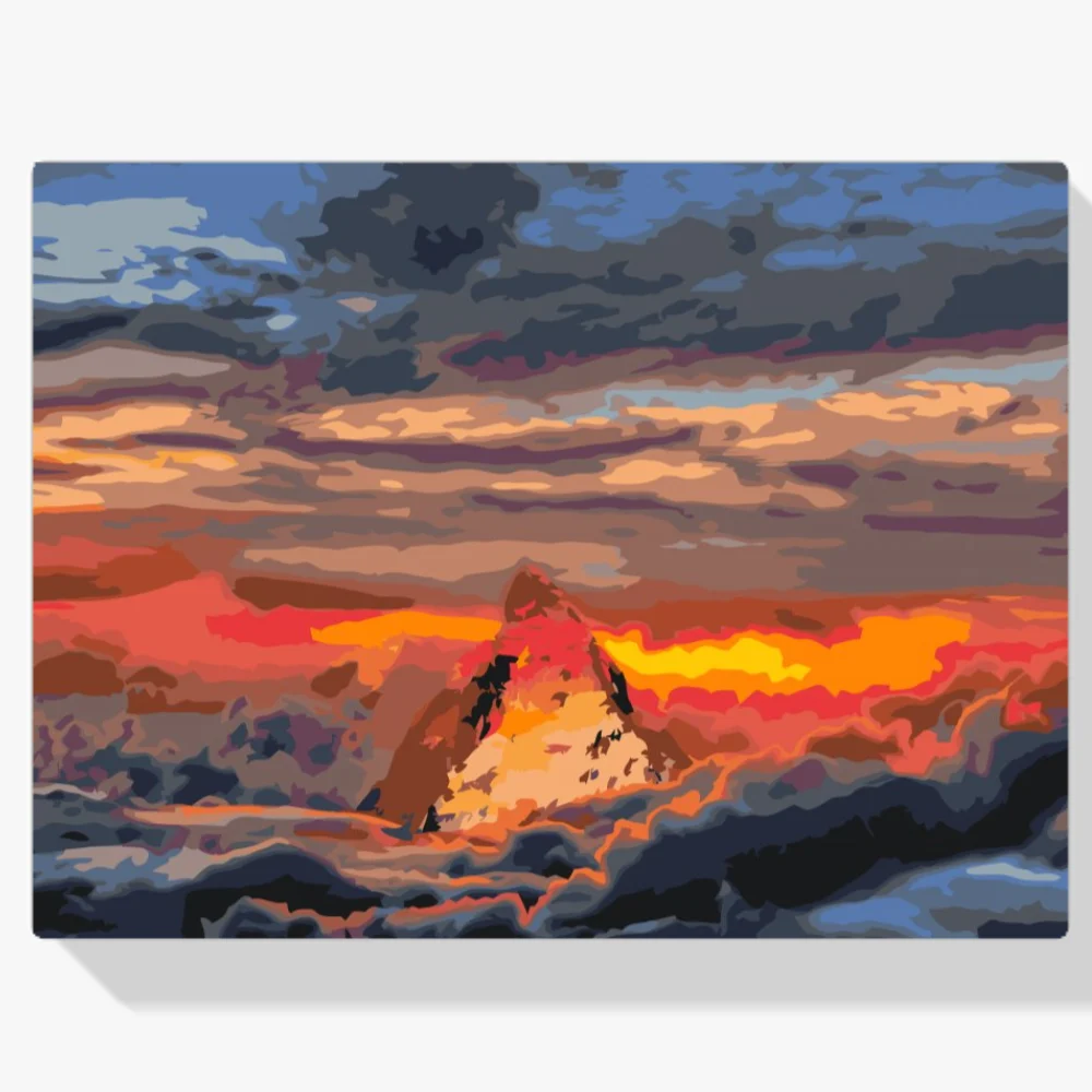 Pintura Diamante - Montaña cubierta de nubes
