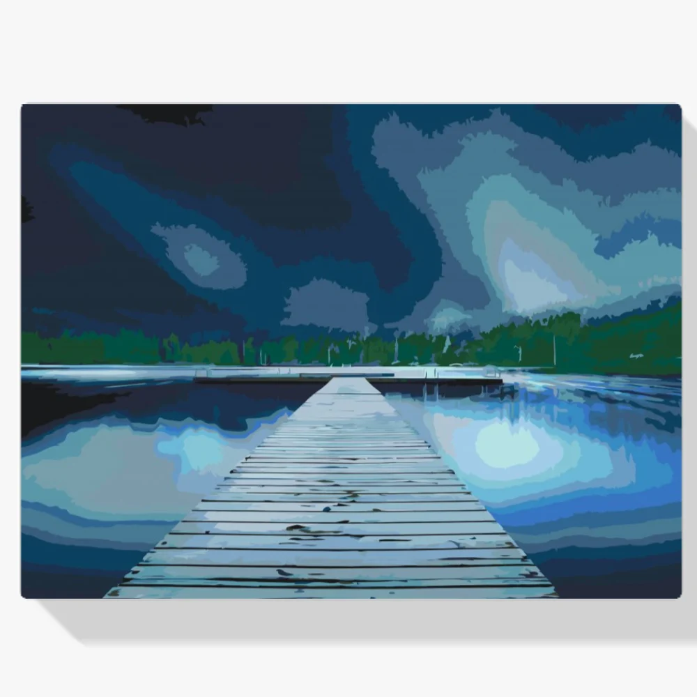 Pintura Diamante - Muelle de noche