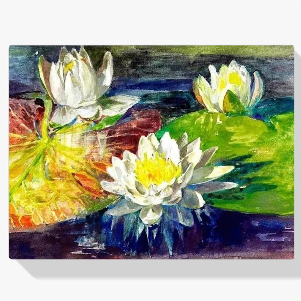 Pintura Diamante - Nenúfares rojo y verde