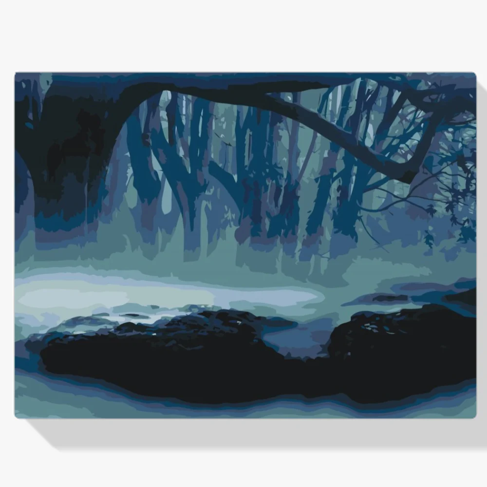 Pintura Diamante - Niebla en el bosque