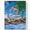 Pintura Diamante - Océano y palmera