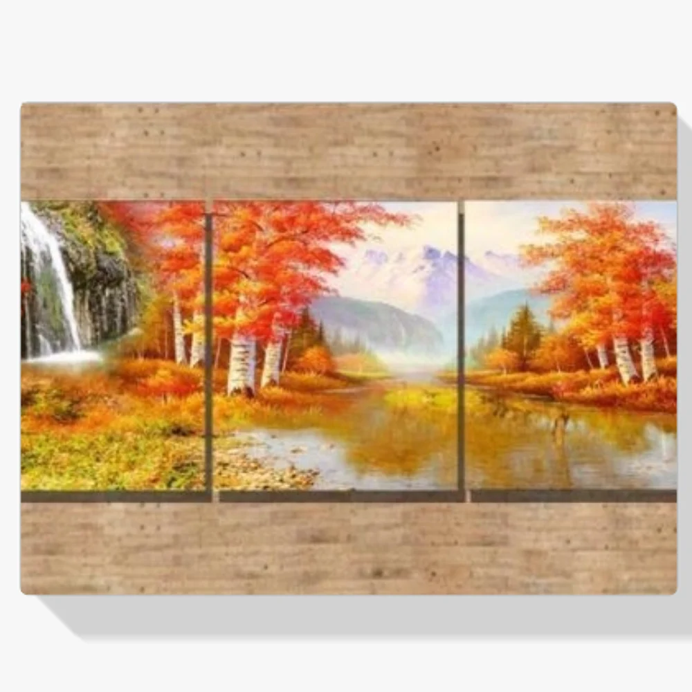 Pintura Diamante - Paisaje otoñal 3 paneles