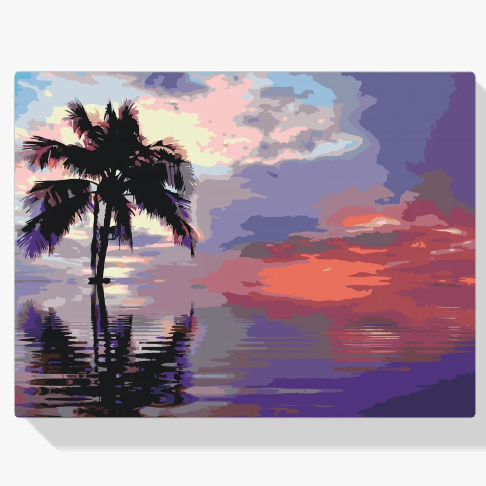 Pintura Diamante - Palmera en el mar