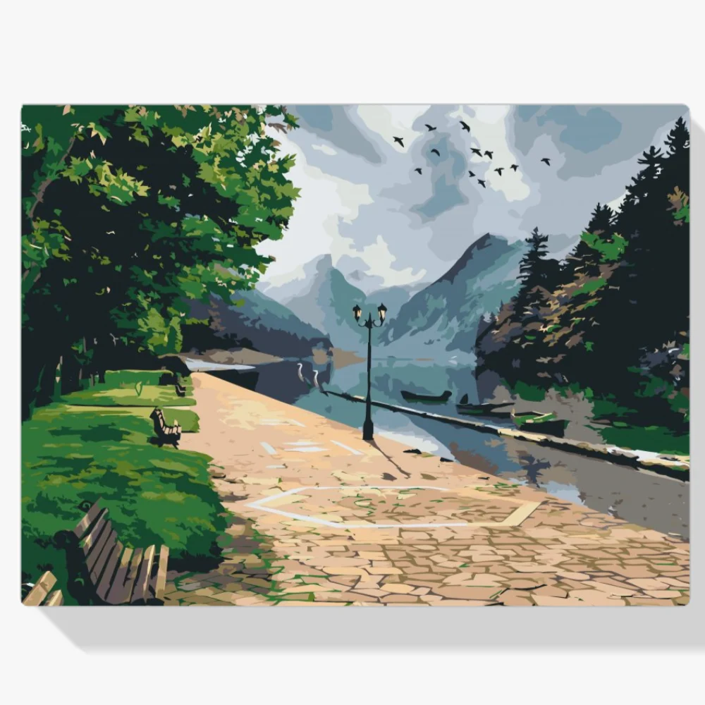 Pintura Diamante - Parque junto al río