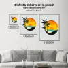 Pintura Diamante - Playa, palmeras, puesta de sol