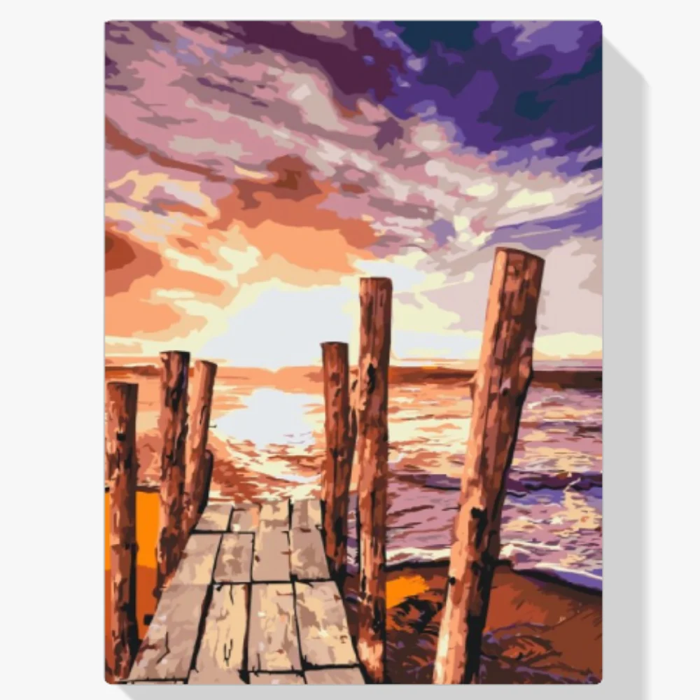 Pintura Diamante - Puesta de sol en la playa