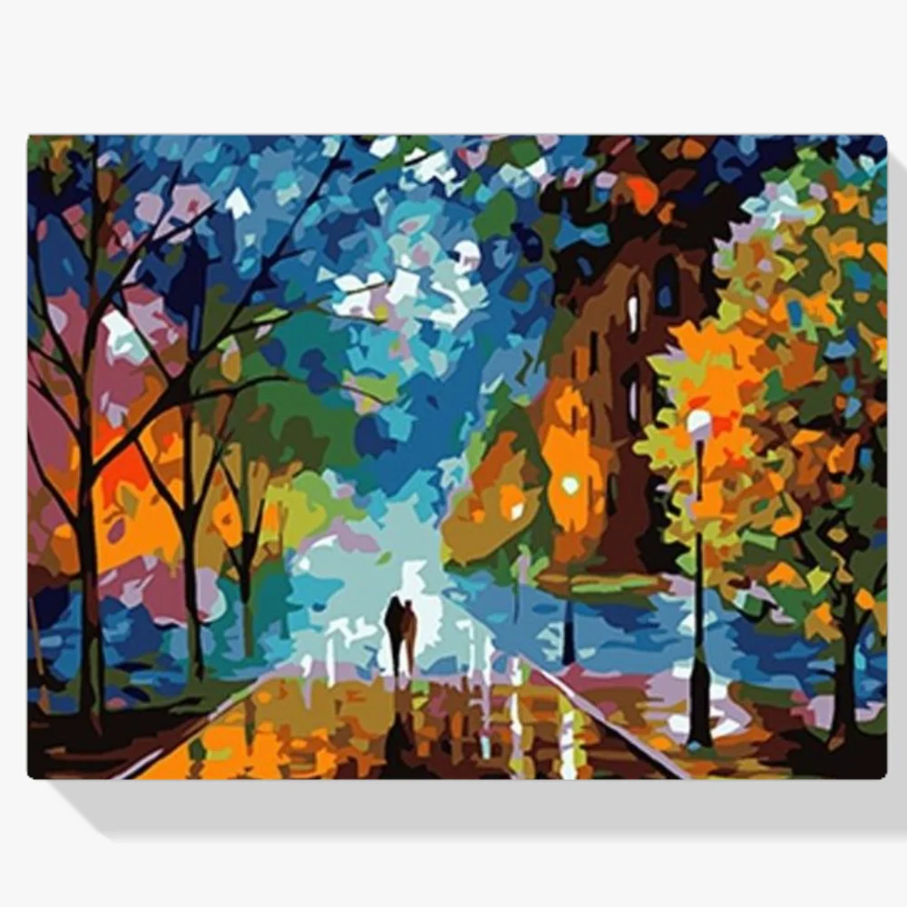 Pintura Diamante - Romántico paseo bajo la lluvia
