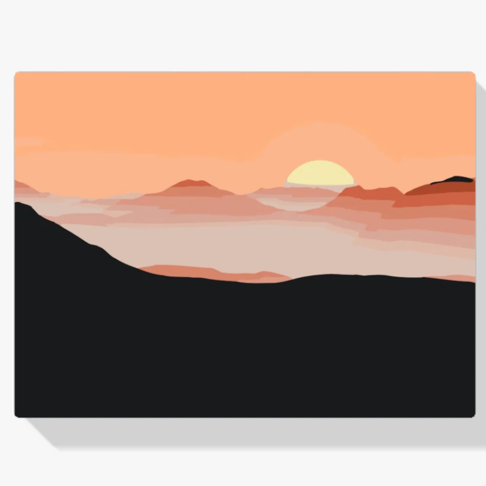 Pintura Diamante - Sol en las montañas
