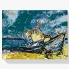 Pintura Diamante - Un barco estacionado
