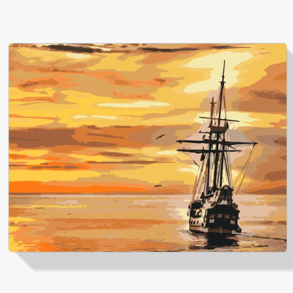 Pintura Diamante - Velero al atardecer