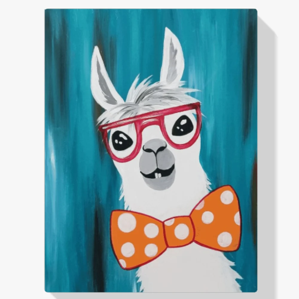 Pintura Diamante - Alpaca con lazo rojo