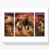 Pintura Diamante - Animales de safari 3 paneles