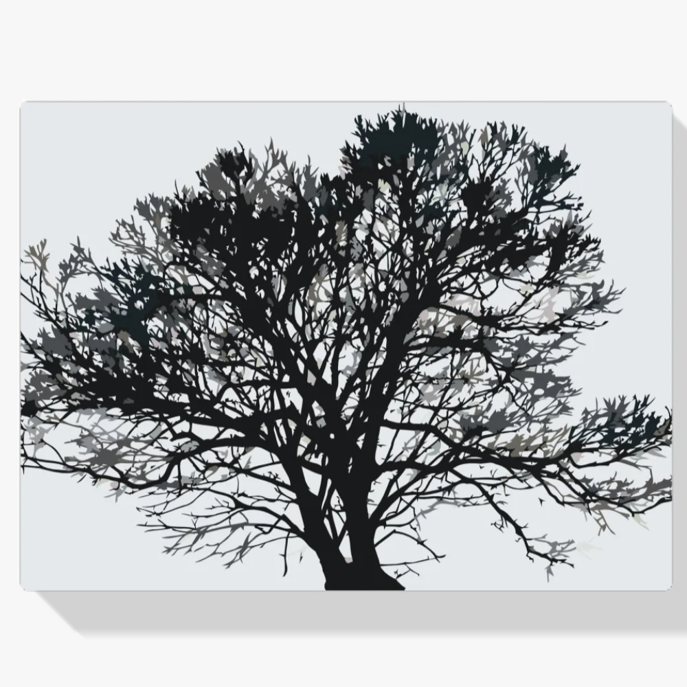 Pintura Diamante - Árbol en blanco y negro