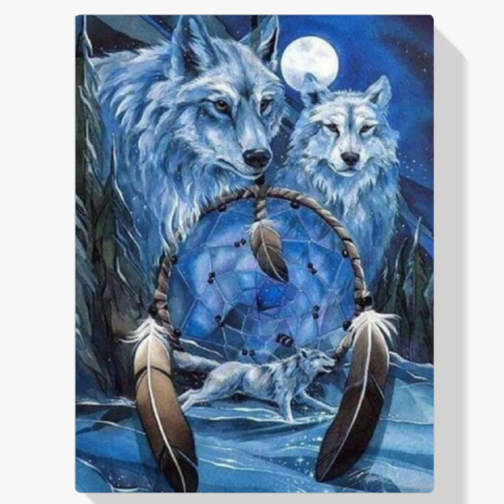 Pintura Diamante - Atrapasueños lobo